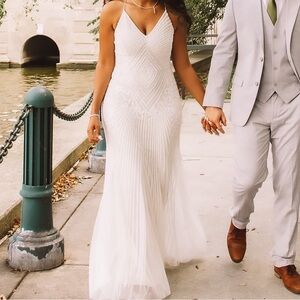Elegant White Beaded Gown